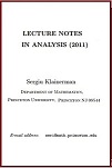 Lecture Notes In Analysis by Sergiu Klainerman